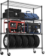 4 Tiers Shelf 1400 lbs Steel Storage Shelving Utility Shelving Unit Steel Organizer Wire Rack for Home,Kitchen,Office,Garage Black 17.7" D x 47.2" W x 62.7" H