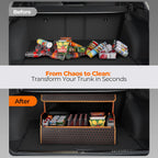 Car Organizers and Storage - Trunk Organizer for Suv Car,Car Trunk Leather Storage Box,Extra Large,Magnetic Lid,Collapsible and Adjustable