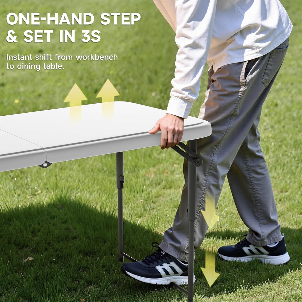 Folding Table 4 Foot - 2-Position Adjustable Height, Heavy Duty 400 lbs Capac...