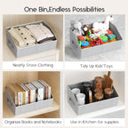 Large Closet Organizers and Storage Bins - 6 Pack Trapezoid Storage Baskets for Shelves, Foldable Fabric Baskets with Handles Ideal for Closet, Basket, Wardrobe and Shelf Storage, Light Grey