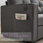 TYBOATLE 65" Small Couches for Bedroom, Mid-Century Modern Tufted Comfy Loveseat w/USB Charging Ports and Wide Arms, 2 Seater Office Small Sofa for Dorm, Apartment, Grey