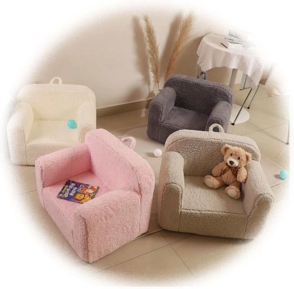 MOMCAYWEX Kids Snuggly-Soft Sherpa Chair, Cuddly Toddler Foam Chair for Boys and Girls, Cream