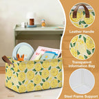 Lemon Storage Bin with Handles, Basket Storage Organizer for Shelves, Closet, Nursery, Book, Laundry Hamper & Home Decor