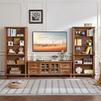 Farmhouse TV Stands for Living Room, Brown | Heavy-Duty Rustic Entertainment Center with 4 Drawers & Thickened Top & Square Wooden Legs for 65 Inch TV
