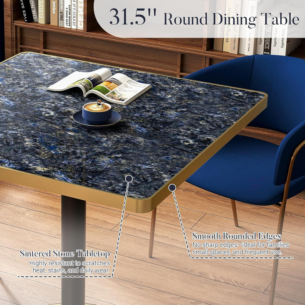 31.5'' Tulip Table, Square Pedestal Dining Table with Sintered Stone ...
