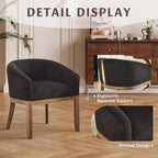 SoarFlash Mid Century Modern Upholstered Barrel Dining Chairs with Arms, Farmhouse Linen Kitchen and Dining Room Chairs, with Natural Hardwood Frame (Black)