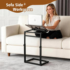 facka C Shaped TV Tray Table, Adjustable Height & 0-60° Tilt for Couch | C Table Sofa Side End Table with Stopper Ledge, Couch Table for Eating, Laptop, Reading & Small Spaces Brown