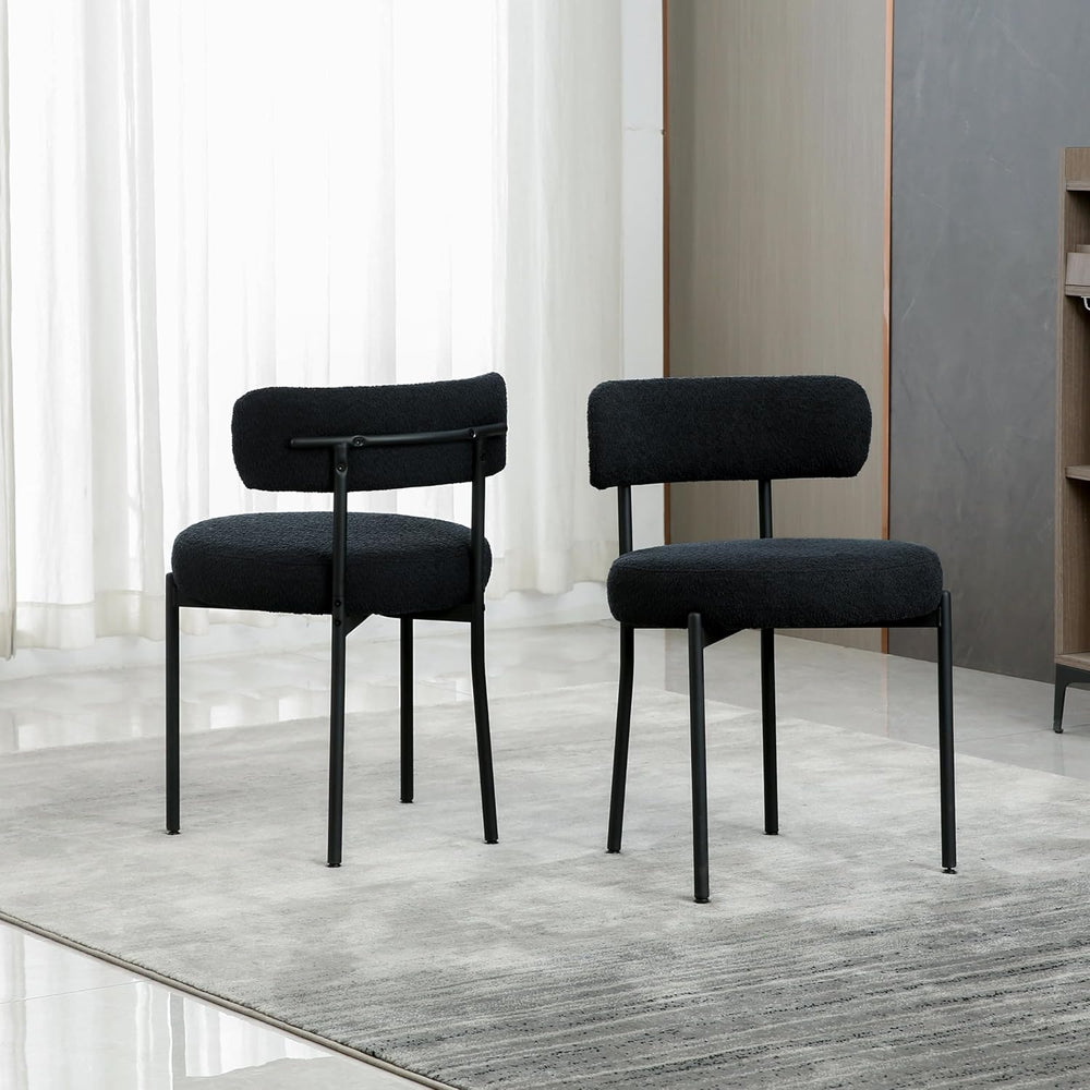 DYHOME Boucle Dining Chairs Set of 4, Upholstered Dining Room Chairs Black