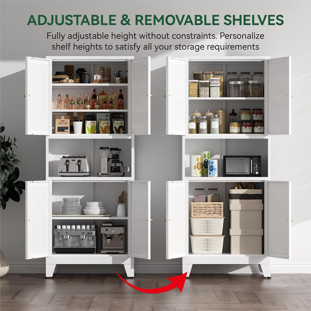 COFaR 69" Tall Modern Kitchen Pantry,Metal Storage Cabinet with Adjustab...