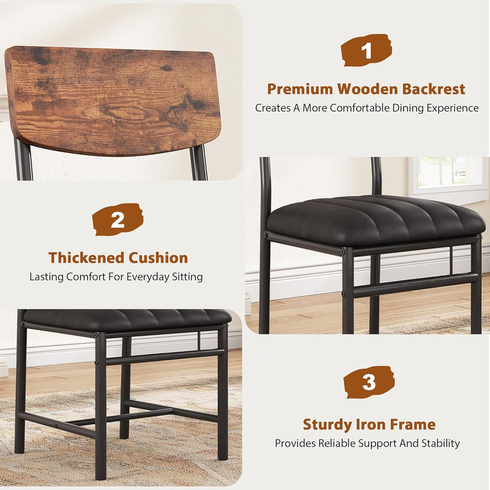 Jocoevol Industrial Dining Chairs Set of 4 - Upholstered Dining Room Chairs w...