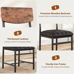 Industrial Dining Chairs Set of 6 - Upholstered Dining Room Chairs with PU Leather, Kitchen Chairs with Wooden Backrest and Thickened Metal Legs, for Dining Room, Living Room (6, Vintage)