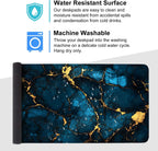 Blue Marble Gold Vein Mouse Pad – Large Extended Desk Mat 35.43 x 15.75 in – Elegant Navy Ink Texture with Metallic Cracks, Keyboard & Mouse Pad for Office & Gaming