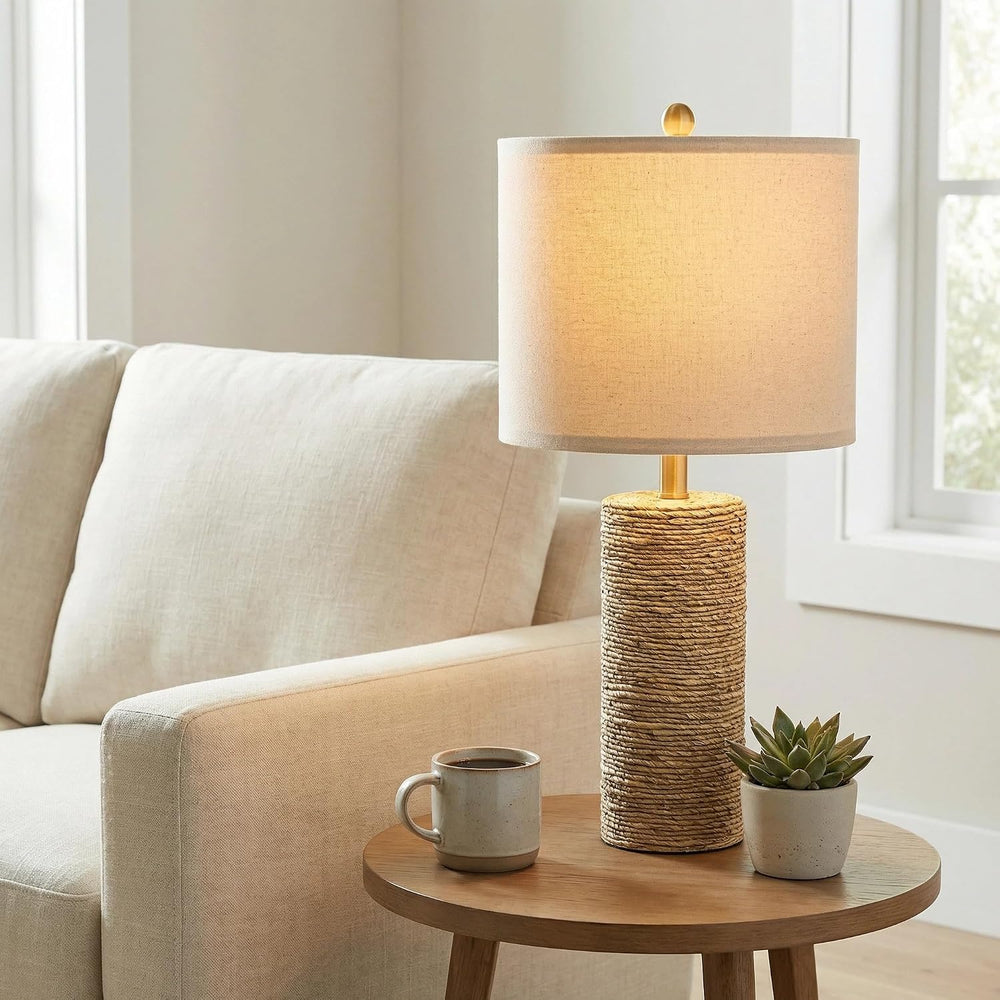 BOBOMOMO Boho Lamps Set of 2, 25.5" Coastal Farmhouse Bedside Lamps, Res...