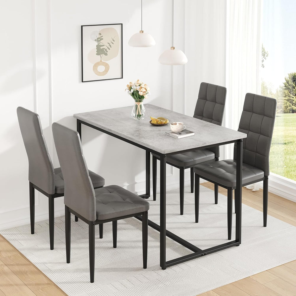 Dining Table Set for 4, PVC Faux Marble Kitchen Table Chairs Set of 4 with Up...