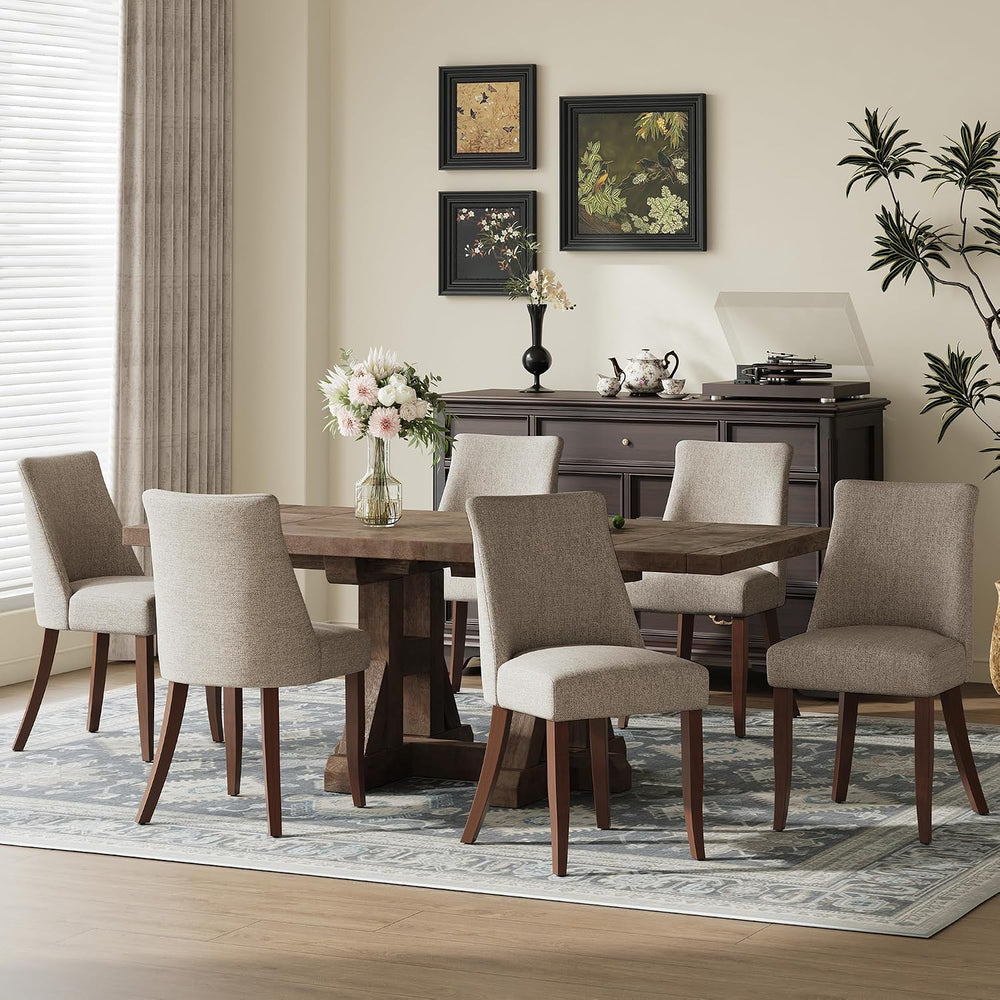 COLAMY Upholstered Dining Chairs Set of 6, Mid Century Modern Kitchen Chairs ...
