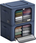 Sorbus Storage Bins with Divided Interior - Large Stackable & Foldable Organizer Containers with Metal Frame, Oxford Fabric, Large Window & Carry Handles - Organization for Bedroom, Linens & Clothes