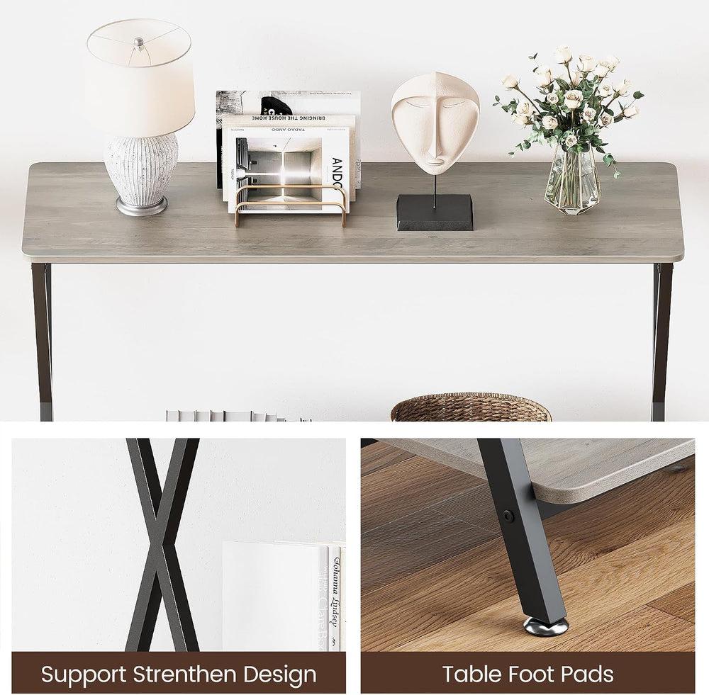 Console Table with Storage Shelf, Narrow Entryway Table, Behind Couch Tables,...