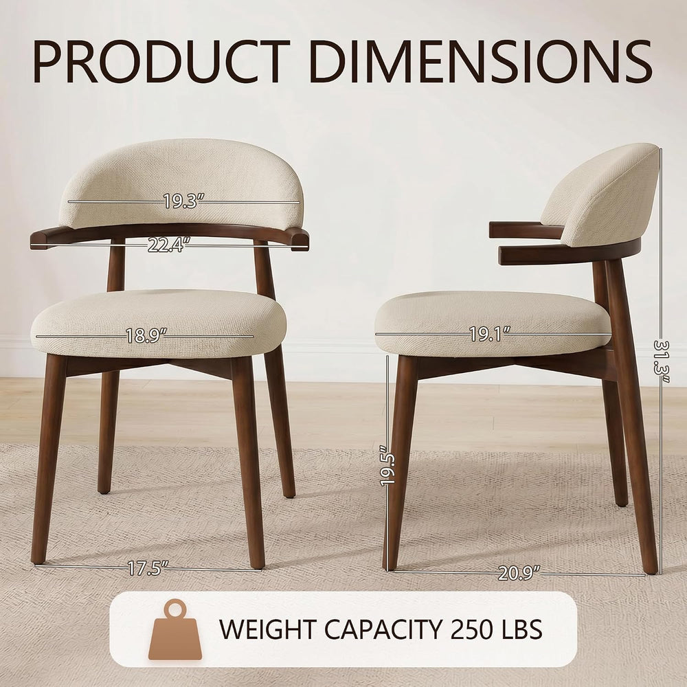MOJAY Modern Wooden Dining Chairs Set of 2, Upholstered Kitchen Chairs with U...