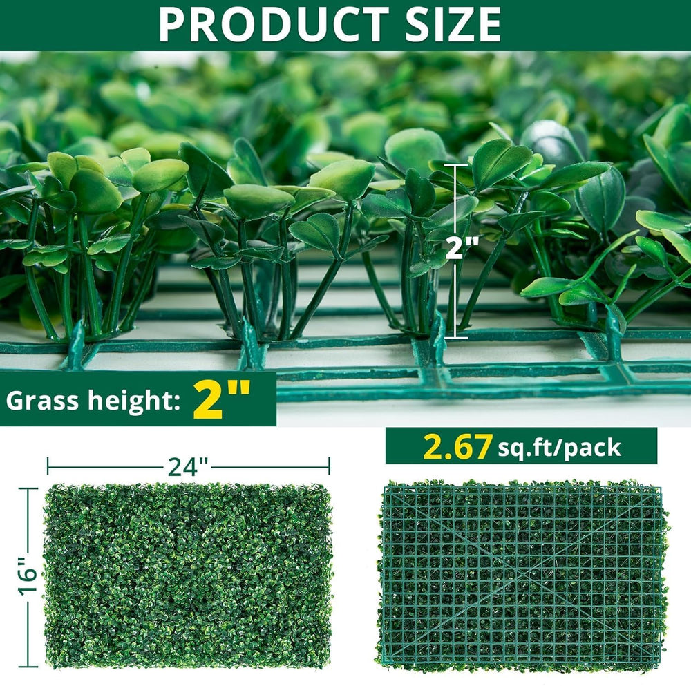 12 Pack 24"x16" Artificial Grass Wall Panels 2'' Height Box...