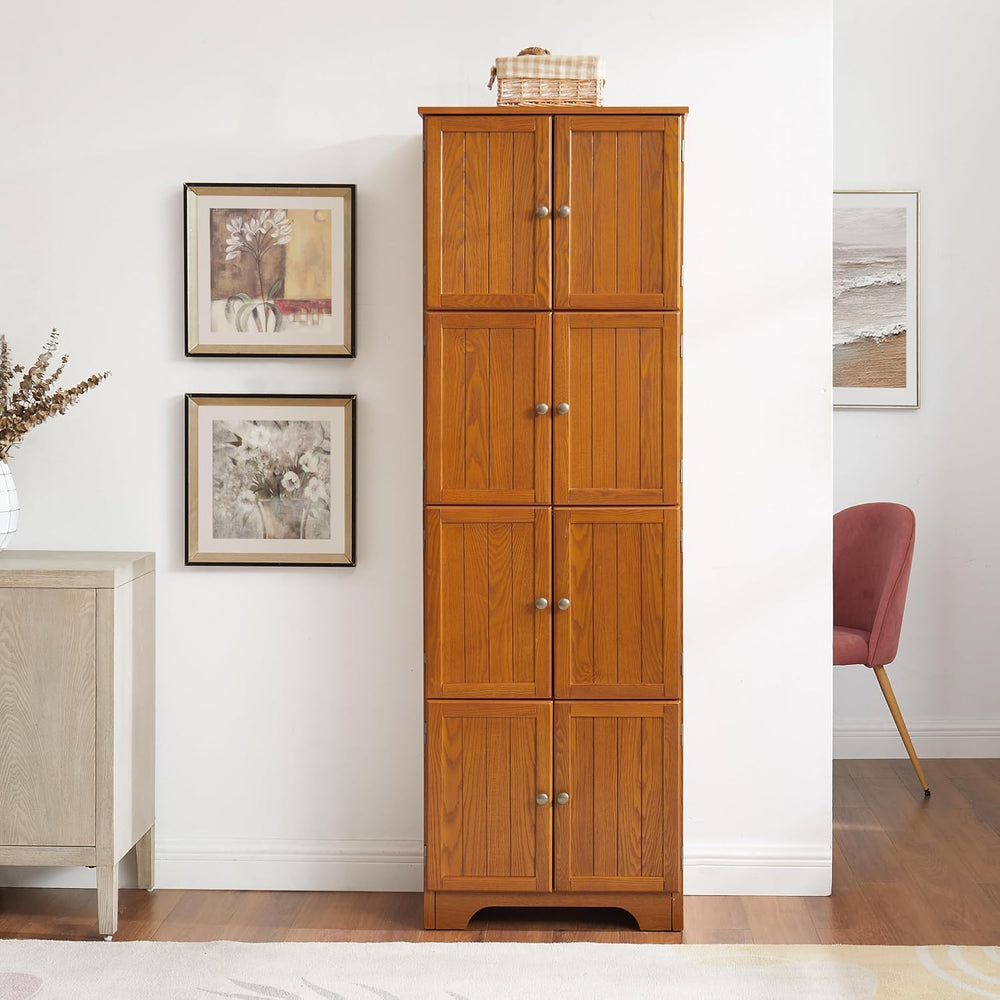 72" Tall Farmhouse Storage Cabinet, 4 Tier Kitchen Pantry Cabinet with 4...