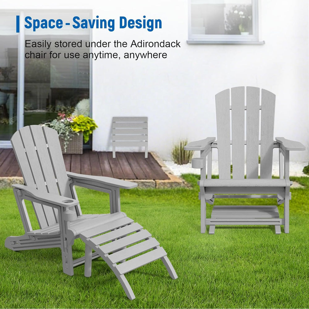 FONTOI Adirondack Ottoman, HDPE Plastic Adirondack Chair Footstool, All Weath...
