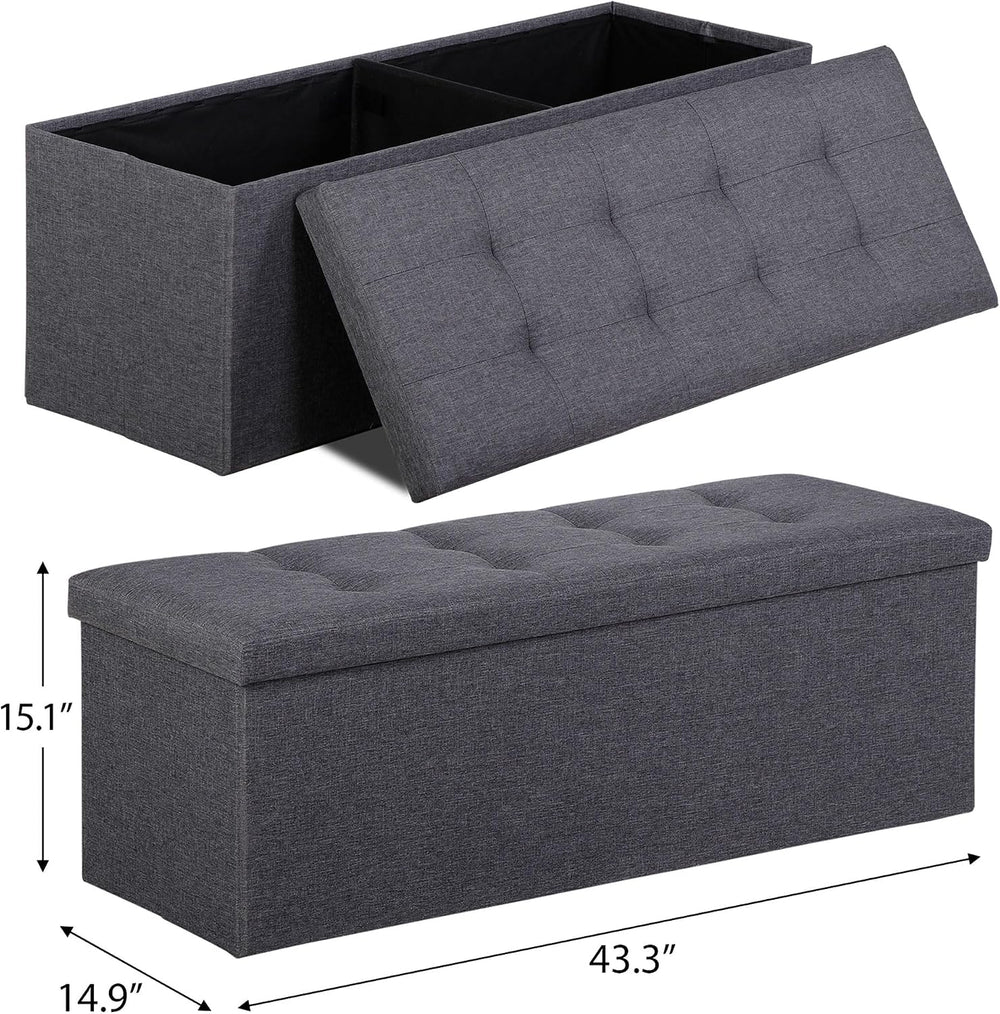 SUPER DEAL 43 Inches Folding Storage Ottoman Bench, Ottoman Foot Rest, Storag...
