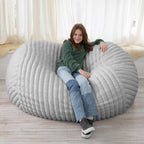 Jaxx 5.5 ft Bean Bag Loveseat, Premium Faux Fur, Mondo Grey