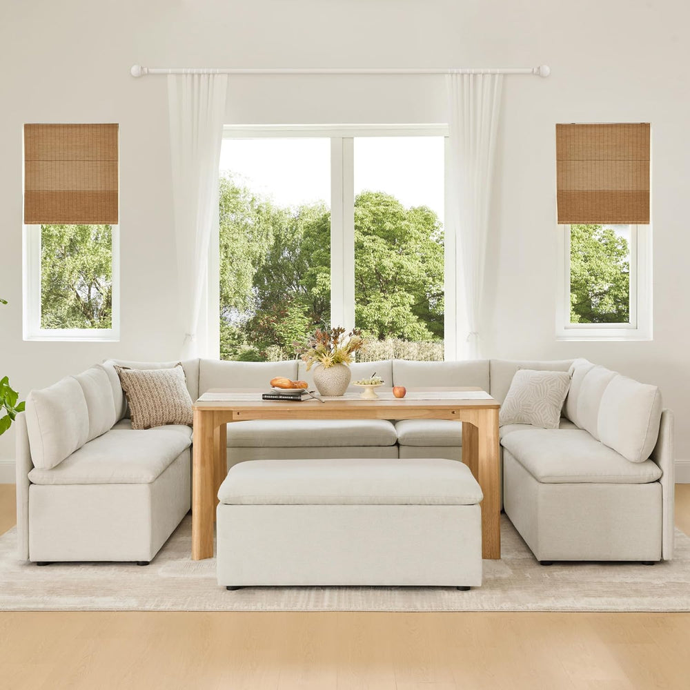 CHITA Breakfast Nook Bench with Storage, Upholstered Dining Bench with Back, ...