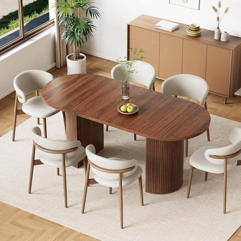 HOMMPA 70.8" Oval Dining Table for 4 6 Person Kitchen Table with Semi-Cy...