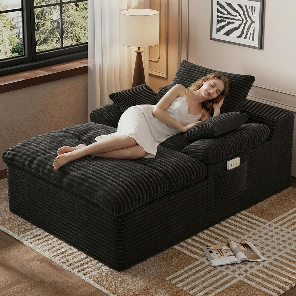 49.2" Oversized Chaise Lounge Chair Indoor, Modern Upholstered Deep Seat...