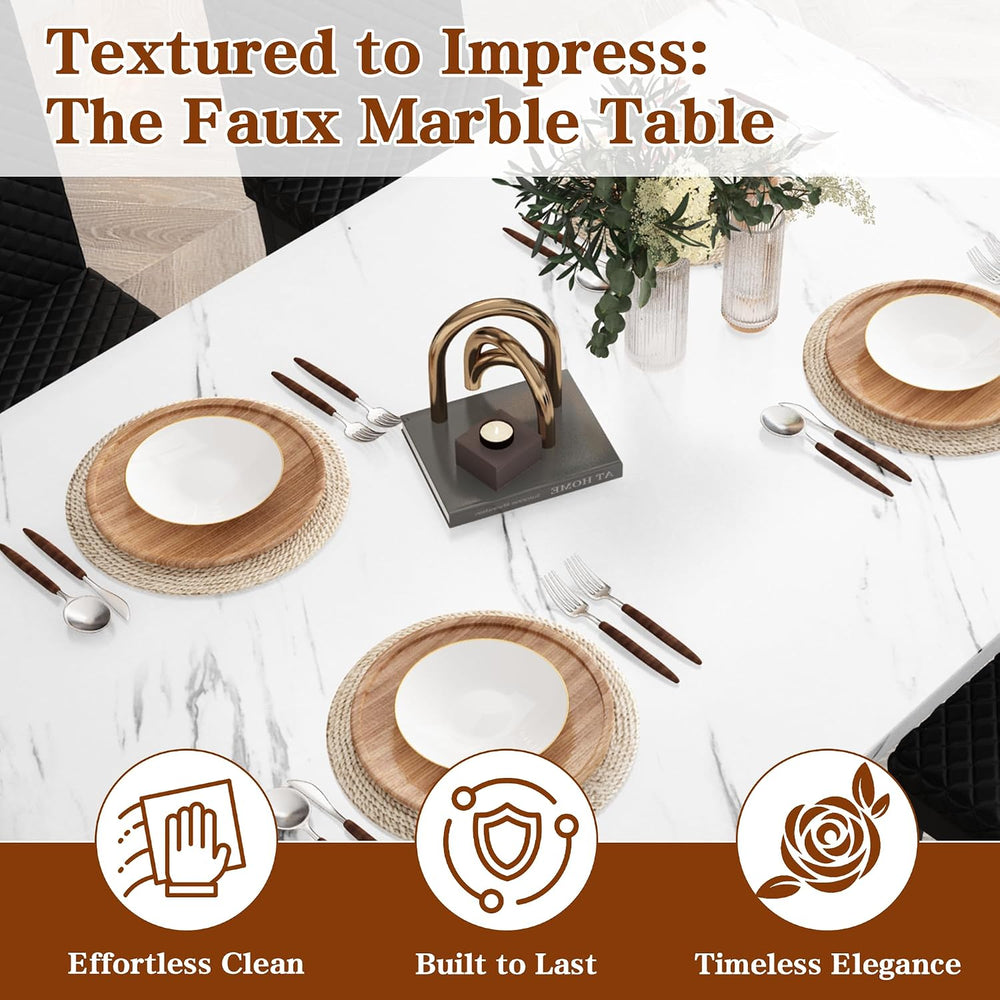 Recaceik Dining Table Set for 4, Faux Marble Kitchen Table and Chairs Set of ...