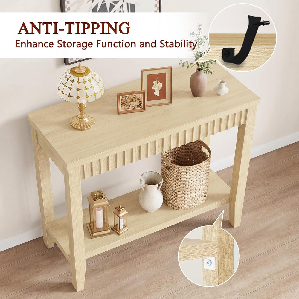 FAVOOSTY 32" Entryway Console Table with Shelves, Sofa Hallway Table wit...