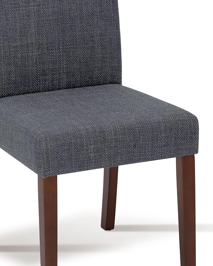 Upholstered Dining Chairs Set of 4 - Line Fabric Modern Farmhouse Kitchen Chairs,Mid-Back Dining Room Chairs with Wooden Legs