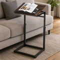 facka C Shaped TV Tray Table, Adjustable Height & 0-60° Tilt for Couch | C Table Sofa Side End Table with Stopper Ledge, Couch Table for Eating, Laptop, Reading & Small Spaces Brown