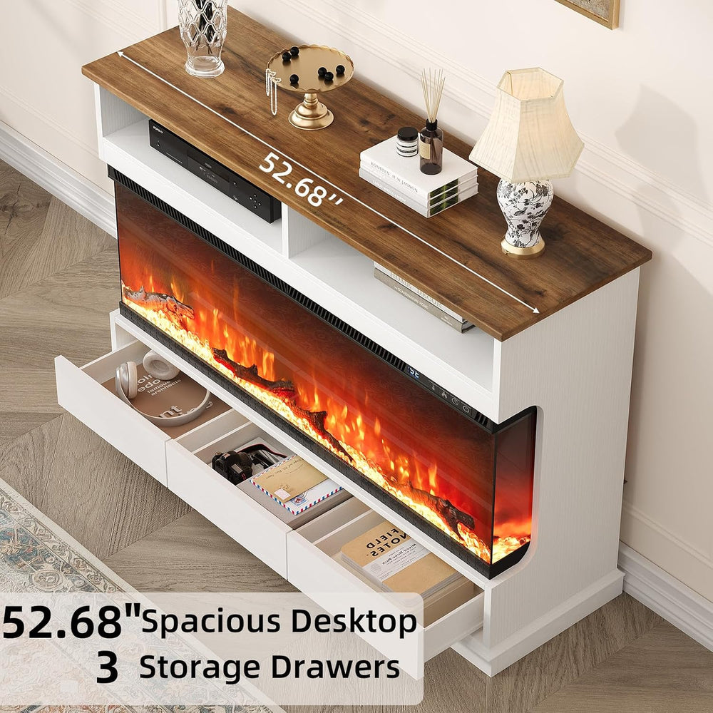 4 EVER WINNER Fireplace TV Stand with 50" Electric Fireplace, Fireplace ...