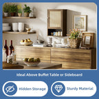 HITNET Bamboo Medicine Cabinet, Wall Mounted Bathroom Cabinet with Adjustable Shelf, Single Rattan Door Hanging Storage Organizer Over Toilet for Entryway, Laundry Room(Walnut)