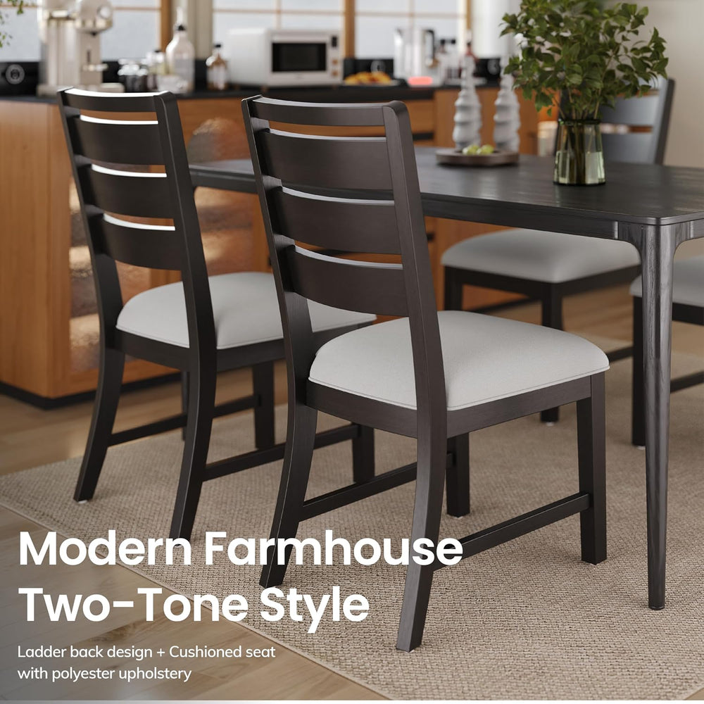 COLAMY Wooden Dining Chairs Set of 6, Farmhouse Upholstered Dining Room Chair...