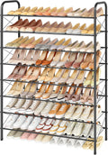 Hoctieon 8 Tier Shoe Rack for Closet, Durable Mesh Style Shoe Rack, Entryway Shoe Shelf, Shoe Storage Organizer for Hallway, Bedroom, Living Room, Wardrobe, Black