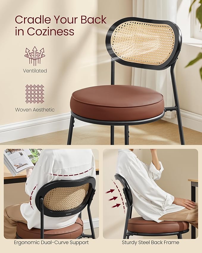 VASAGLE Dining Chairs, Set of 2 Accent Chair for Dining Room Kitchen, with Bo...