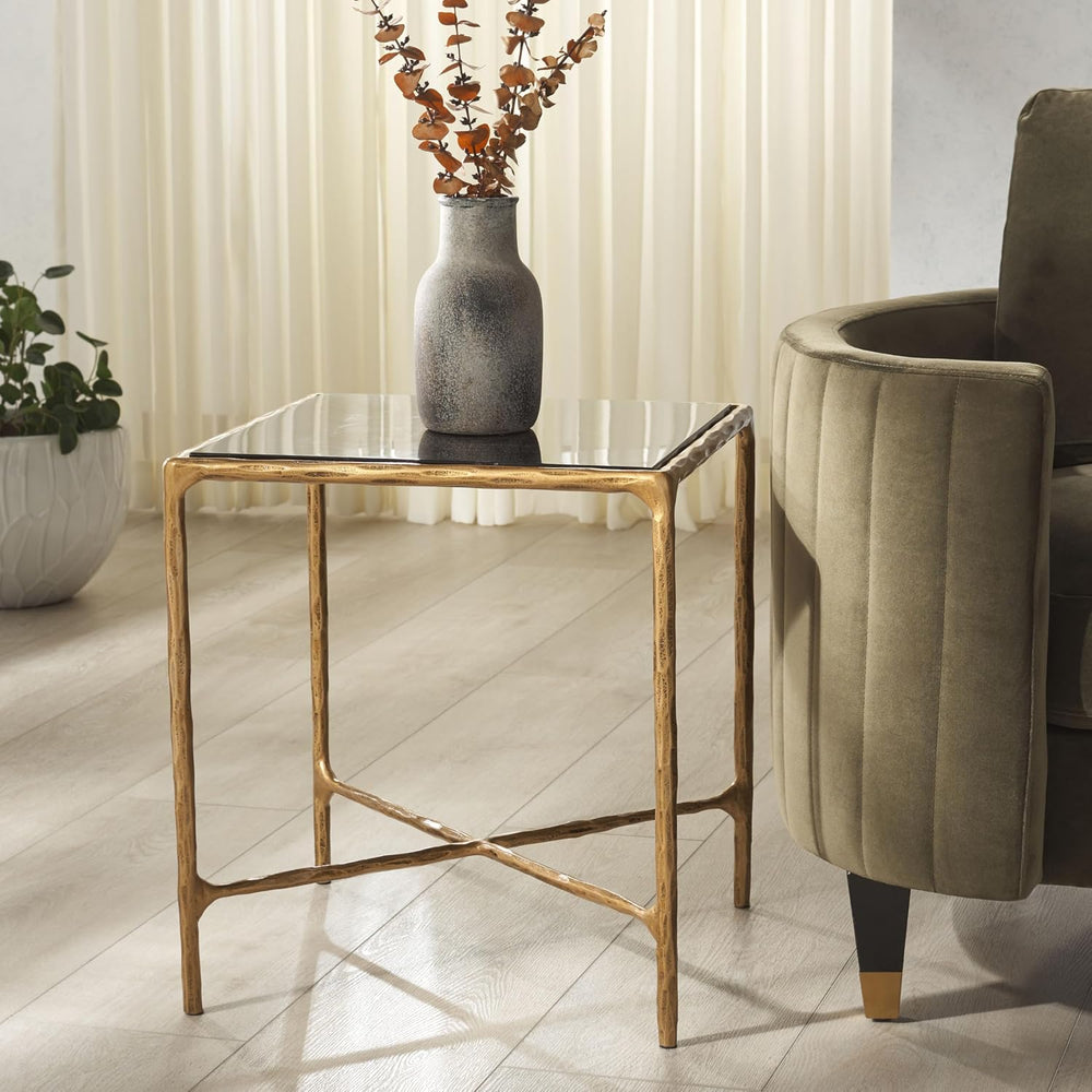 SAFAVIEH Couture Collection Jessa Brass Base & Black Marble Top Square En...