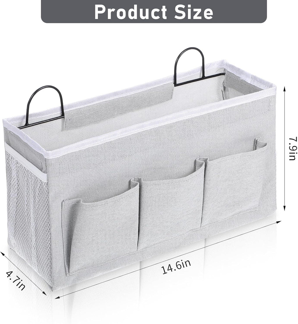 2pcs 3-Pockets Large Wall Hanging Organizer Bag, Linen Fabric Door Hanging Storage Baskets with Pockets, Waterproof Bin for Kitchen, Bedroom, Office, RV Camper