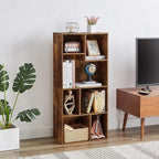 VECELO 42" Modern Bookshelf, 7 Cube Organizer Bookcase,Fits Tallest Hardcovers, Horizontal Available,Floor Standing Display,Easy Assembly, Vintage Brown