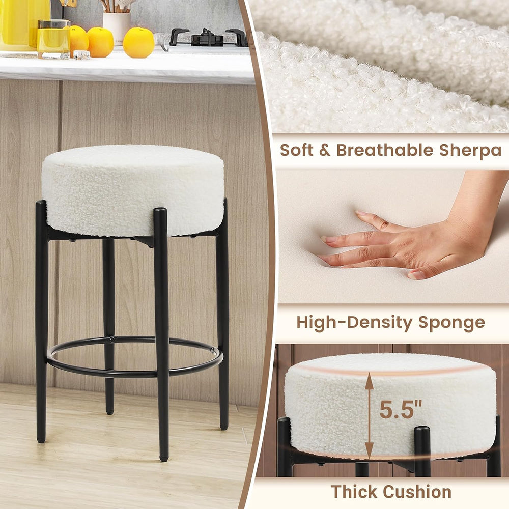 Murago Counter Height Bar Stools, Set of 2, 24" Modern Backless Bar Stoo...