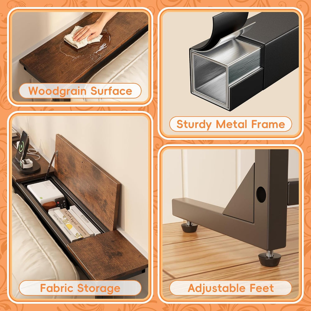 LIFECHOVY Narrow Console Table Behind the Couch with Power Outlets | Adjustab...