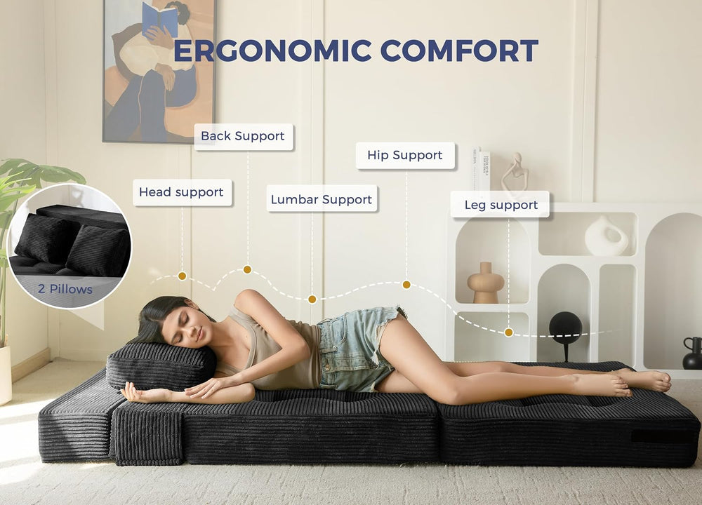 MAXYOYO Convertible Sofa Bed, Fold Out Sofa Couch with Pillow for Adults | Lo...