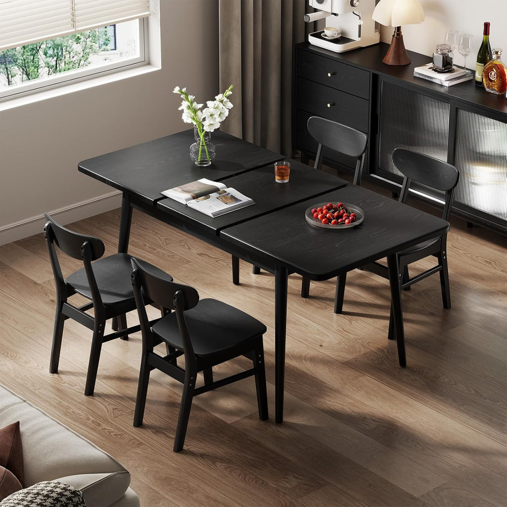 Muwuele Solid Wood Extendable Dining Table for 4-8 People with Seamless Exten...