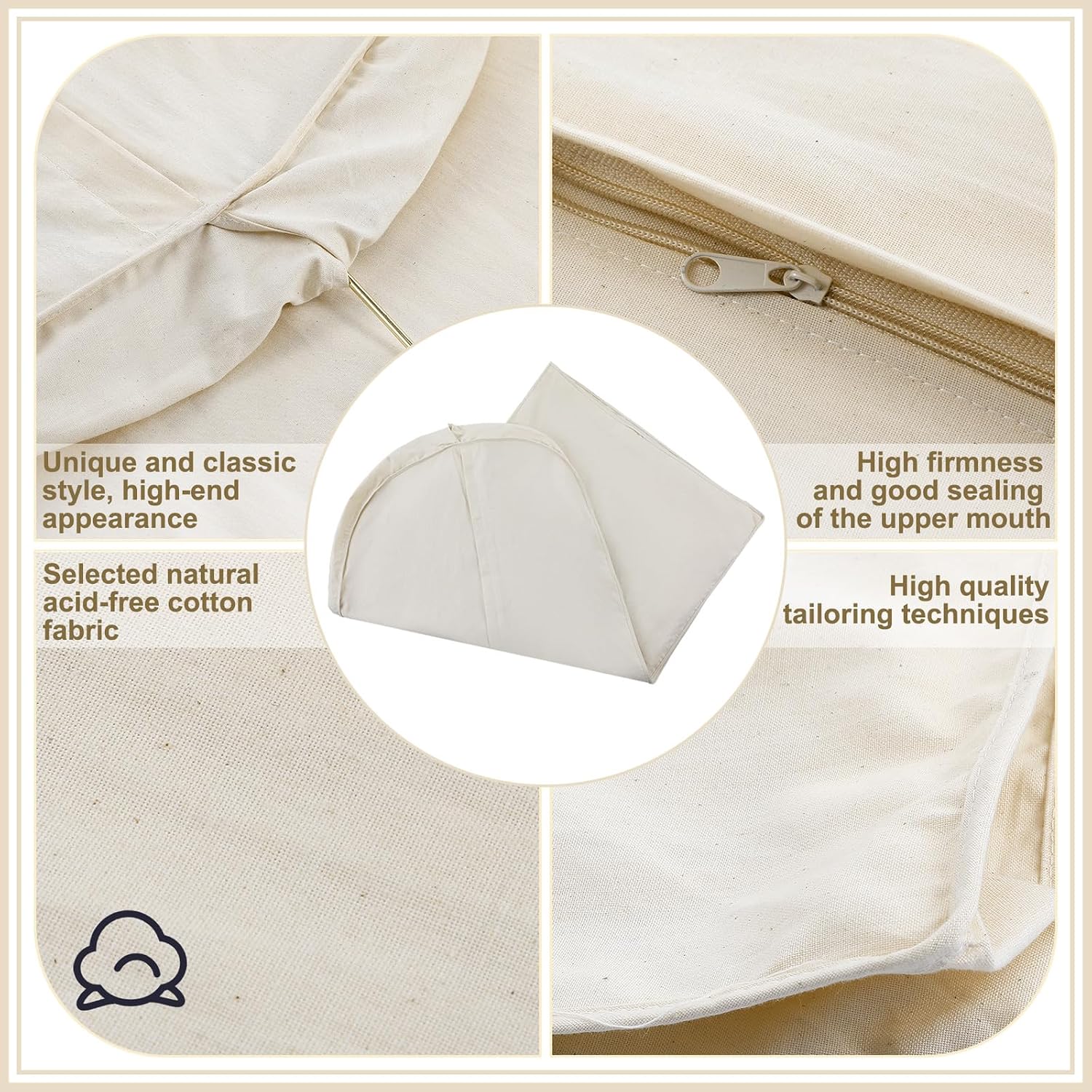 70 Inch Acid Free Cotton Muslin Suit Garment Bag Long Dress Suit Storage Box Closet Organizer for Suits, Coats, Travel Bag