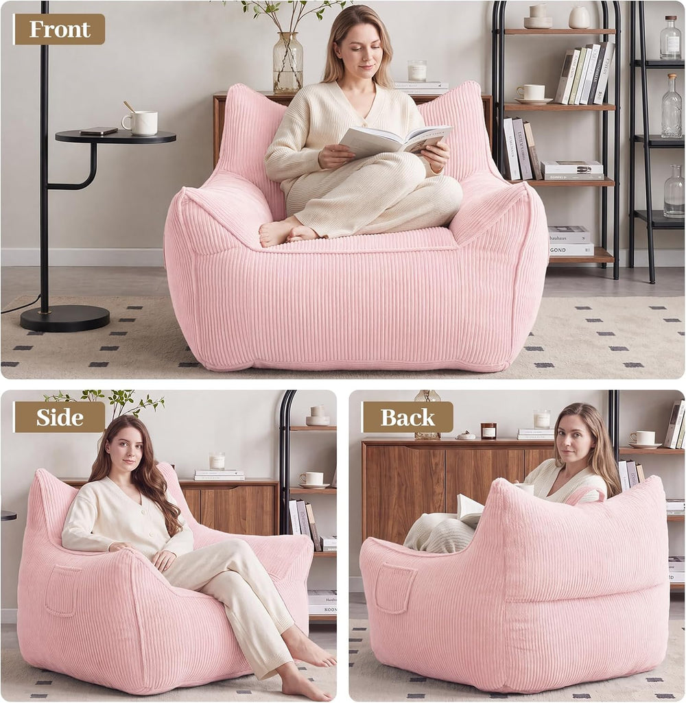 Vipbear Bean Bag Chair for Adults, Chair with Memory Foam | 35.5" Cordur...
