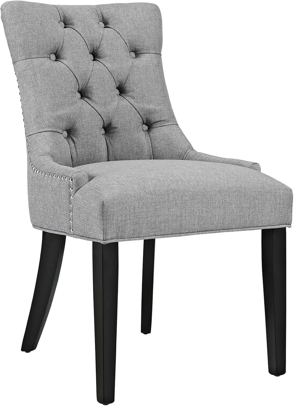 Modway Regent Button Tufted Upholstered Fabric Dining Chair in Light Gray