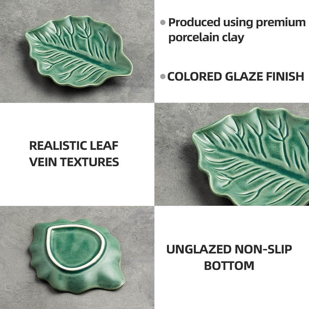 Reactive Glaze Leaf Ring Dish, Trinket Tray with Gift Box | Natural glaze variations make each piece unique, while the petite dish keeps rings, earrings, keys, and keepsakes visible
